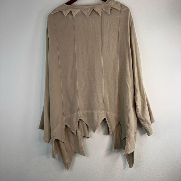 Vintage Desert Design Tan Asymmetric Hem Cardigan Womens Medium Boho Lagenlook - Picture 3 of 12